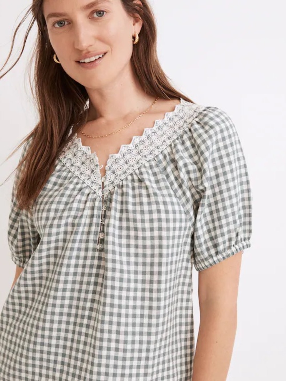 NWOT Madewell Embroidered Linen-Blend Swing Top